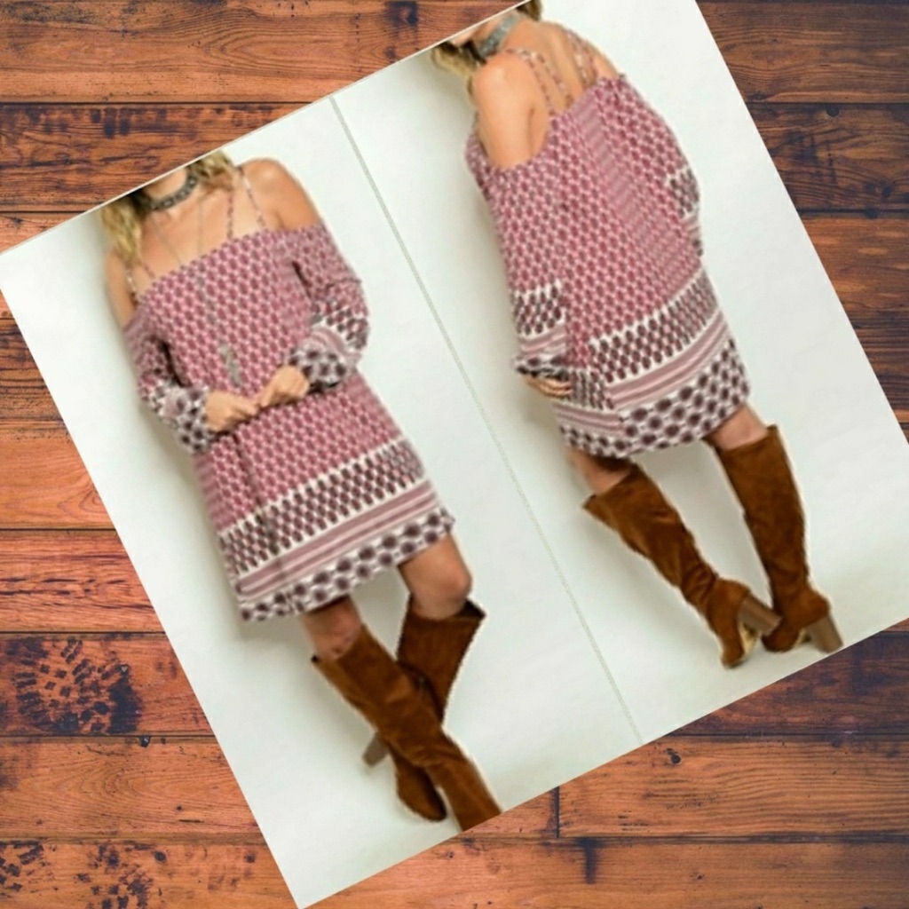 Mauve Printed Boho Dress/Tunic